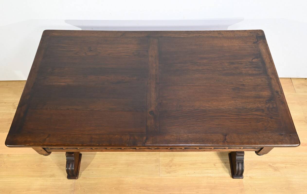 Oak Desk Table, Neo-Gothic style – Early 20th century