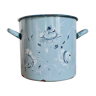 Pot cache pot en tôle émaillée bleue
