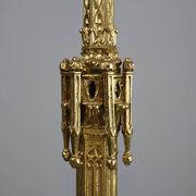 Neo‑Gothic Copper Church Candleholder Stamped “LL A Paris”, France ca. 1880