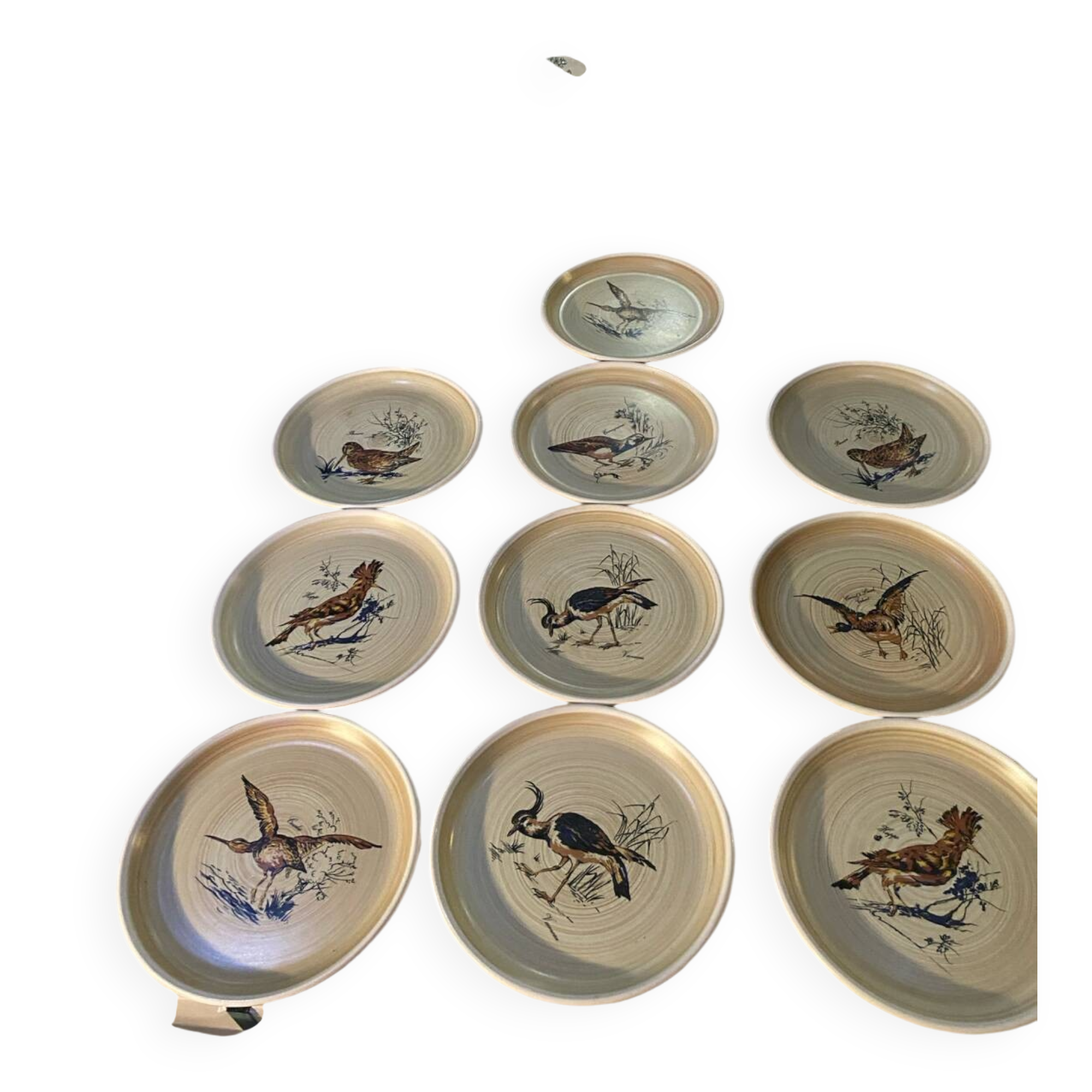 Many vintage flat plates from Sarreguemines.