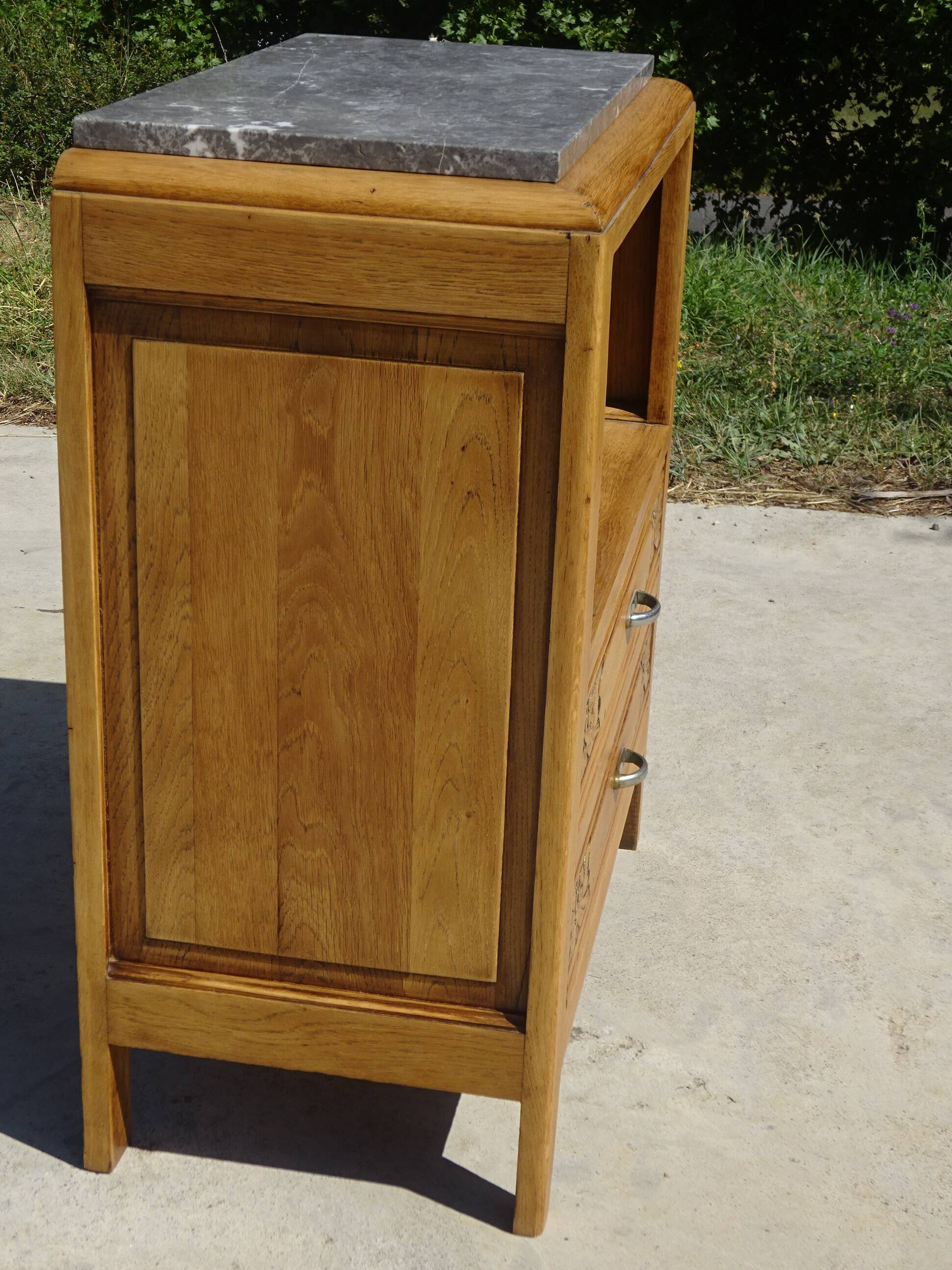 Art Deco bedside table in oak, restored