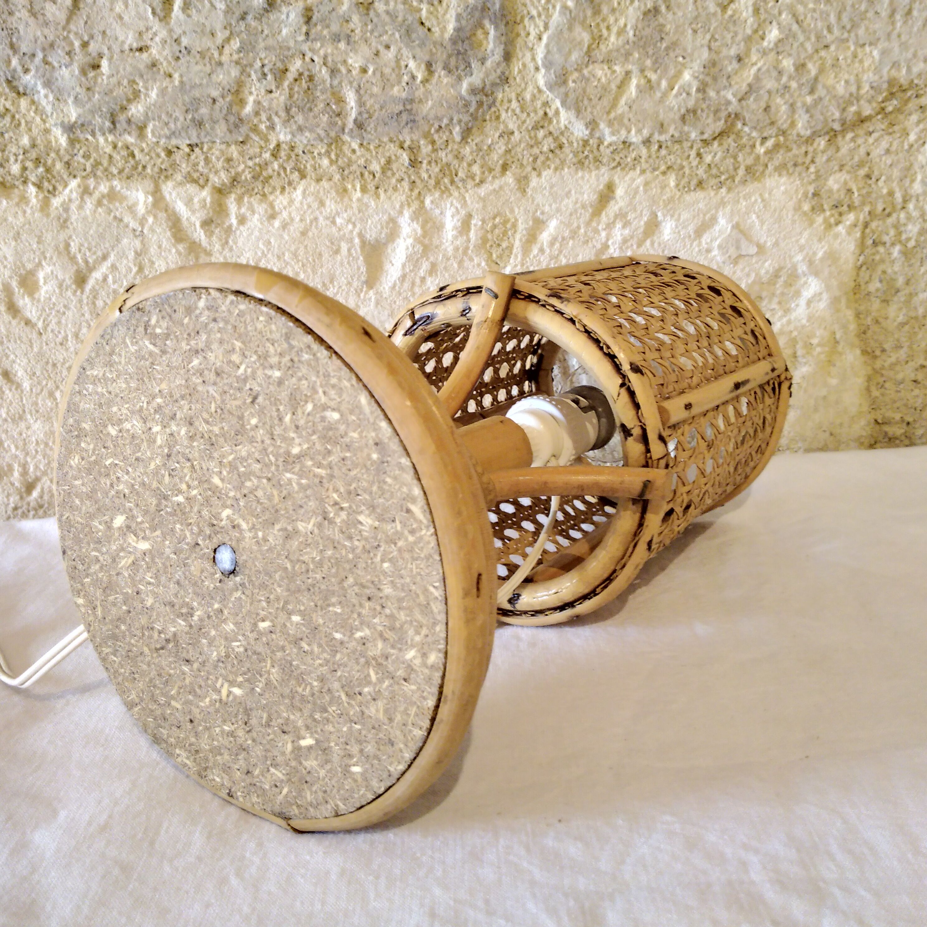 Rattan and caning lamp, 1960