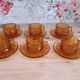 Lot of 6 coffee cups and vintage smoked orange subcups