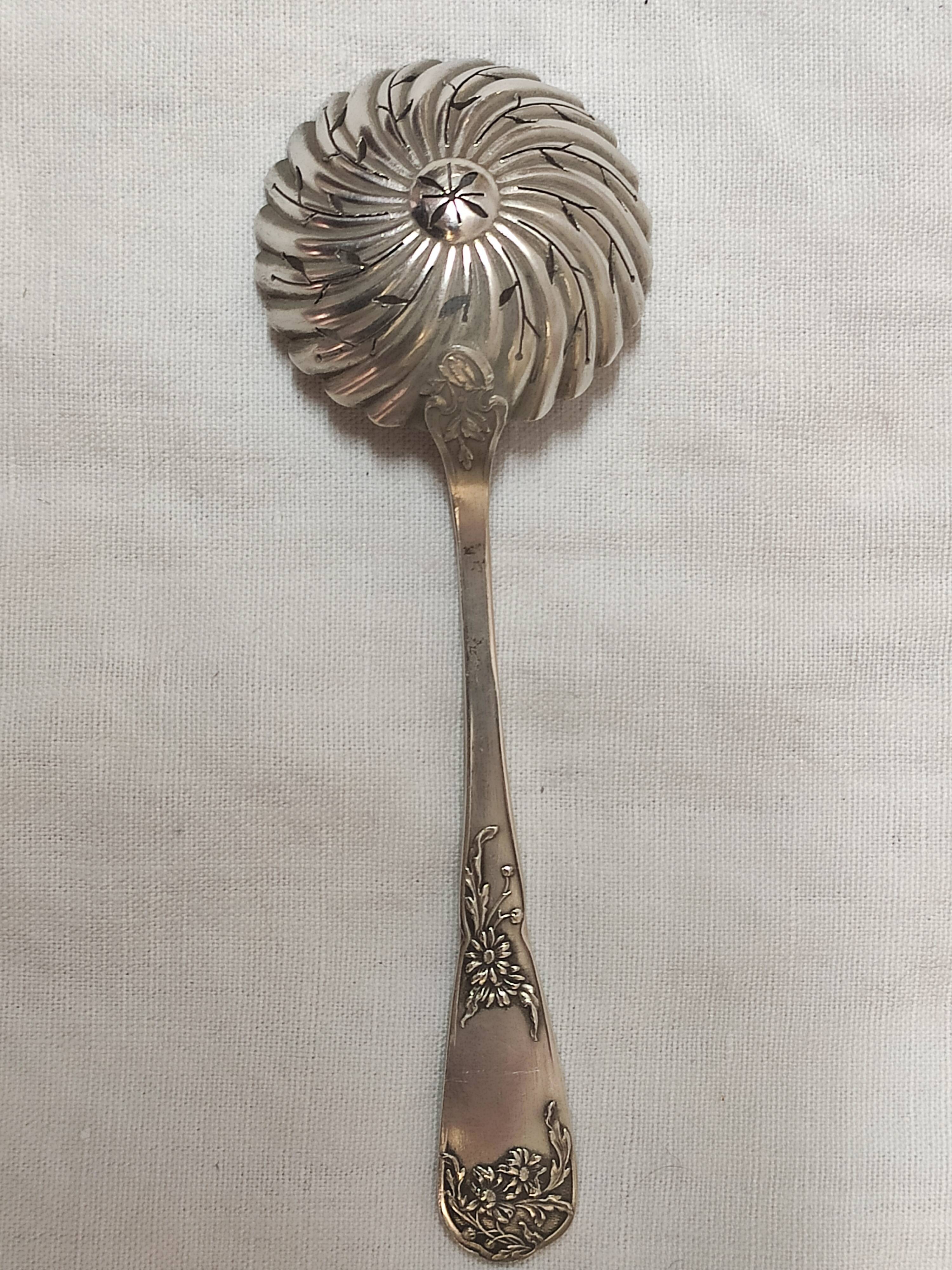 Sprinkled, silver metal.