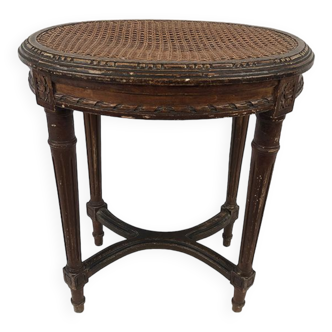 Stool in varnished natural wood Louis XVI style
