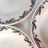 Set of 6 deep plates - Holly Model - HB&M Earthenware - 1900