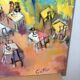 Oil Painting Canvas Deloison Scene Life Kiosk Café Bar Music