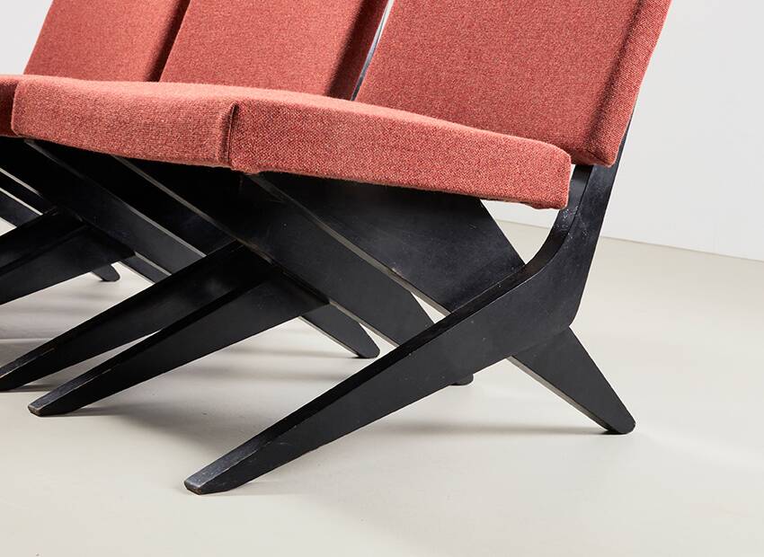 Set of 3 Scissor Easy Chairs Model FB18 by Architect Jan van Grunsven for Pastoe Netherlands 1955