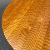 Round oval farmhouse table in solid pine wood, extendable 200cm