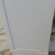 Craft furniture enhanced in pearl gray, shelves and top in raw wood.