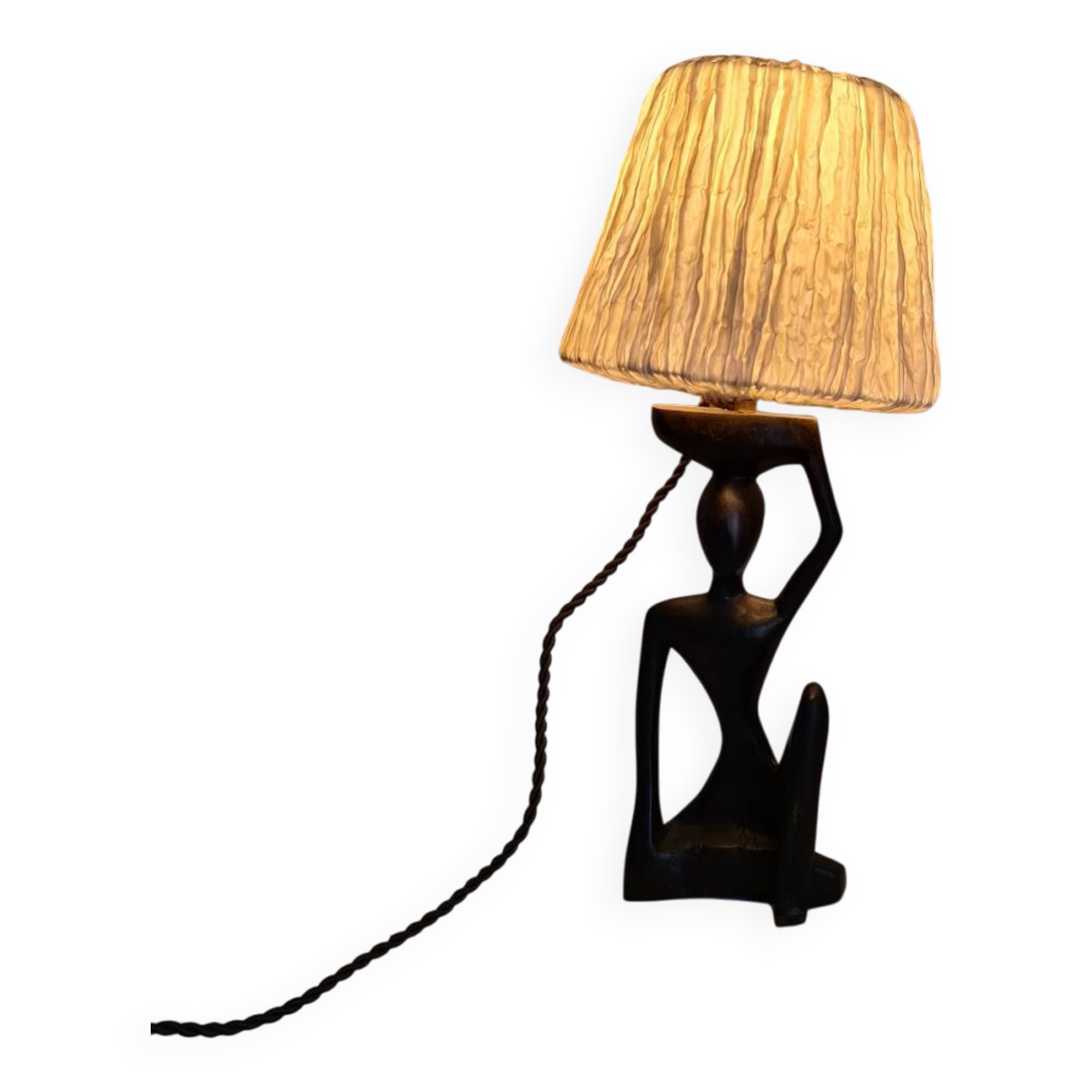 Ebony lamp with seated woman / 1930s
