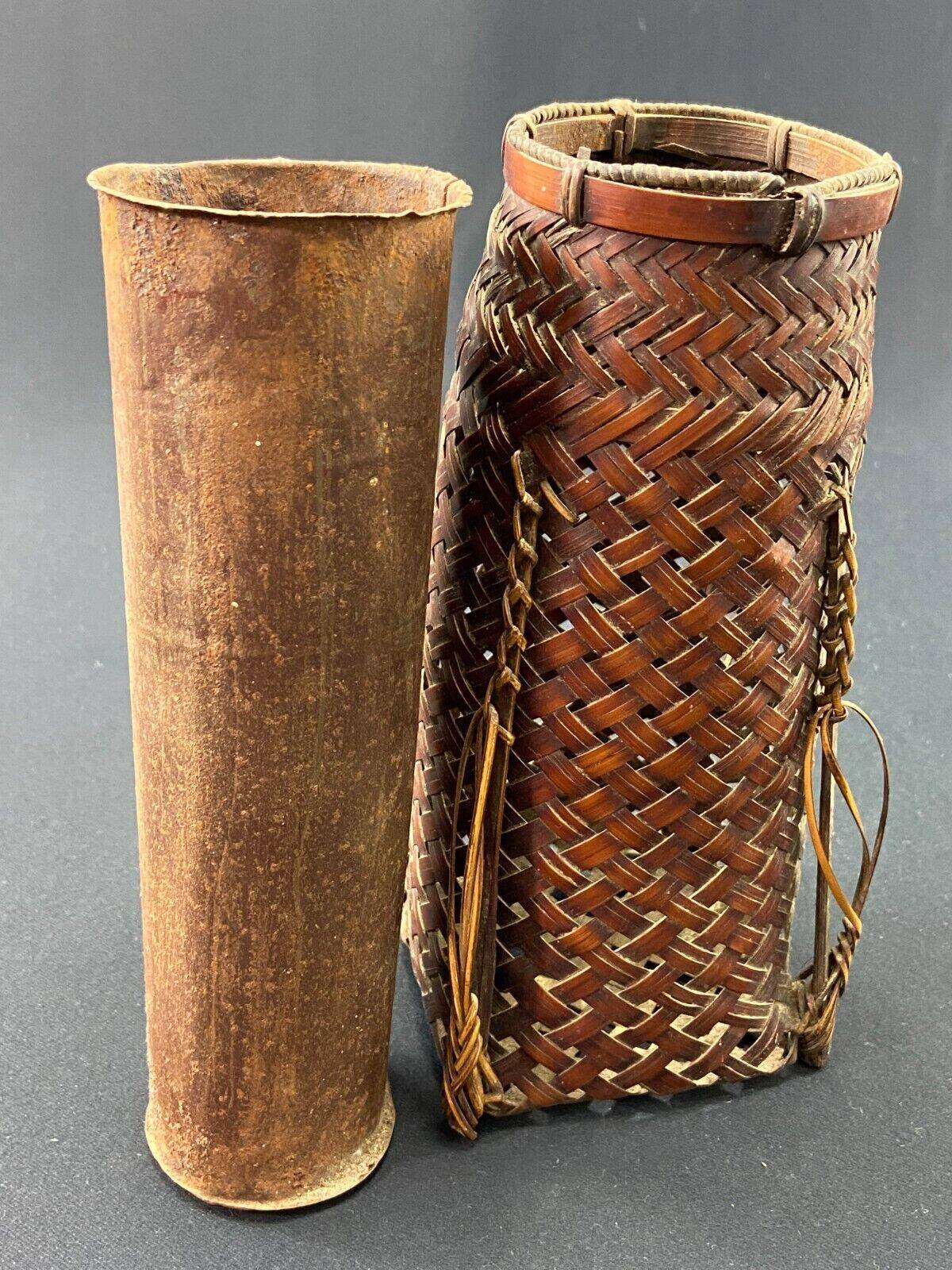Hanakago vase in woven bamboo for Ikebana Japan late 19th century