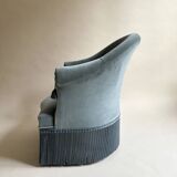 Blue velvet frog armchairs