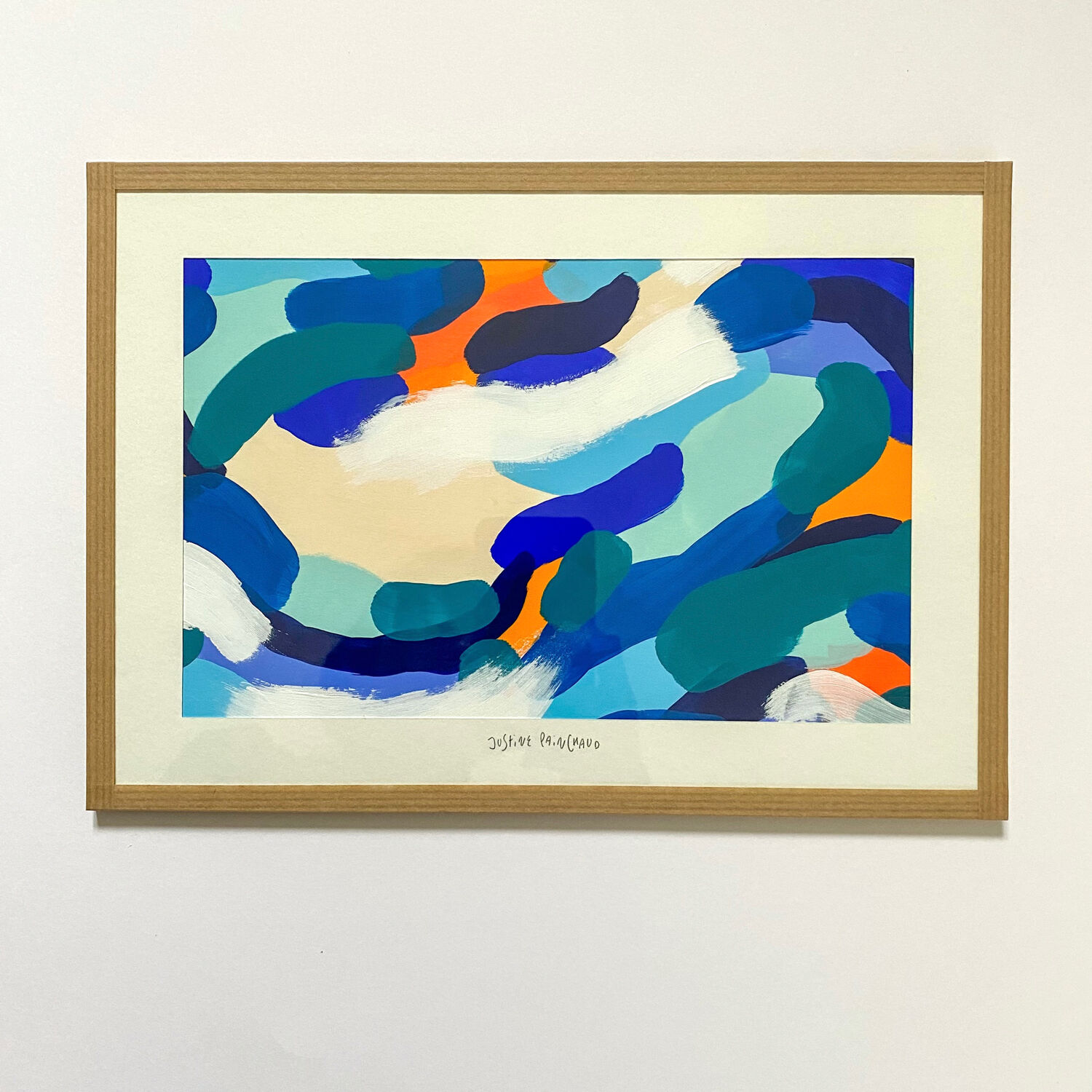 Original painting under glass "At dawn near the river"