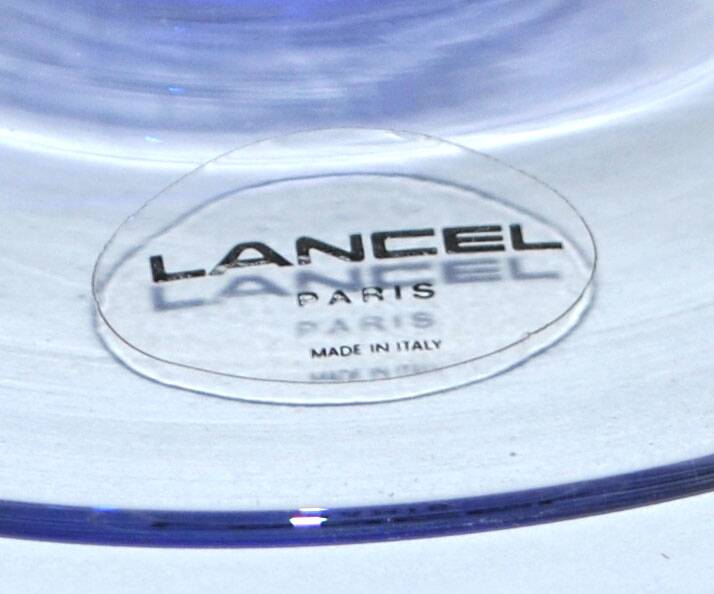 Vintage blue crystal salad bowl from the lancel paris brand