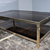 Coffee table with bronze mirror band by Belgo Chrom, 1970s.