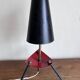 1950s modernist tripod lamp made of sheet metal and brass.