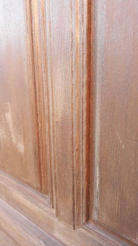 Front door and its frame, translucent glass windows, early 20th century