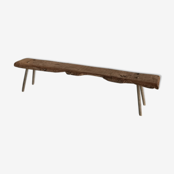 Banc en bois brut orme massif brutaliste