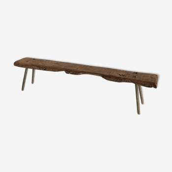 Raw wooden bench, solid elm, brutalist