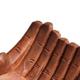 Empty pocket, hands joined in carved wood, 70s