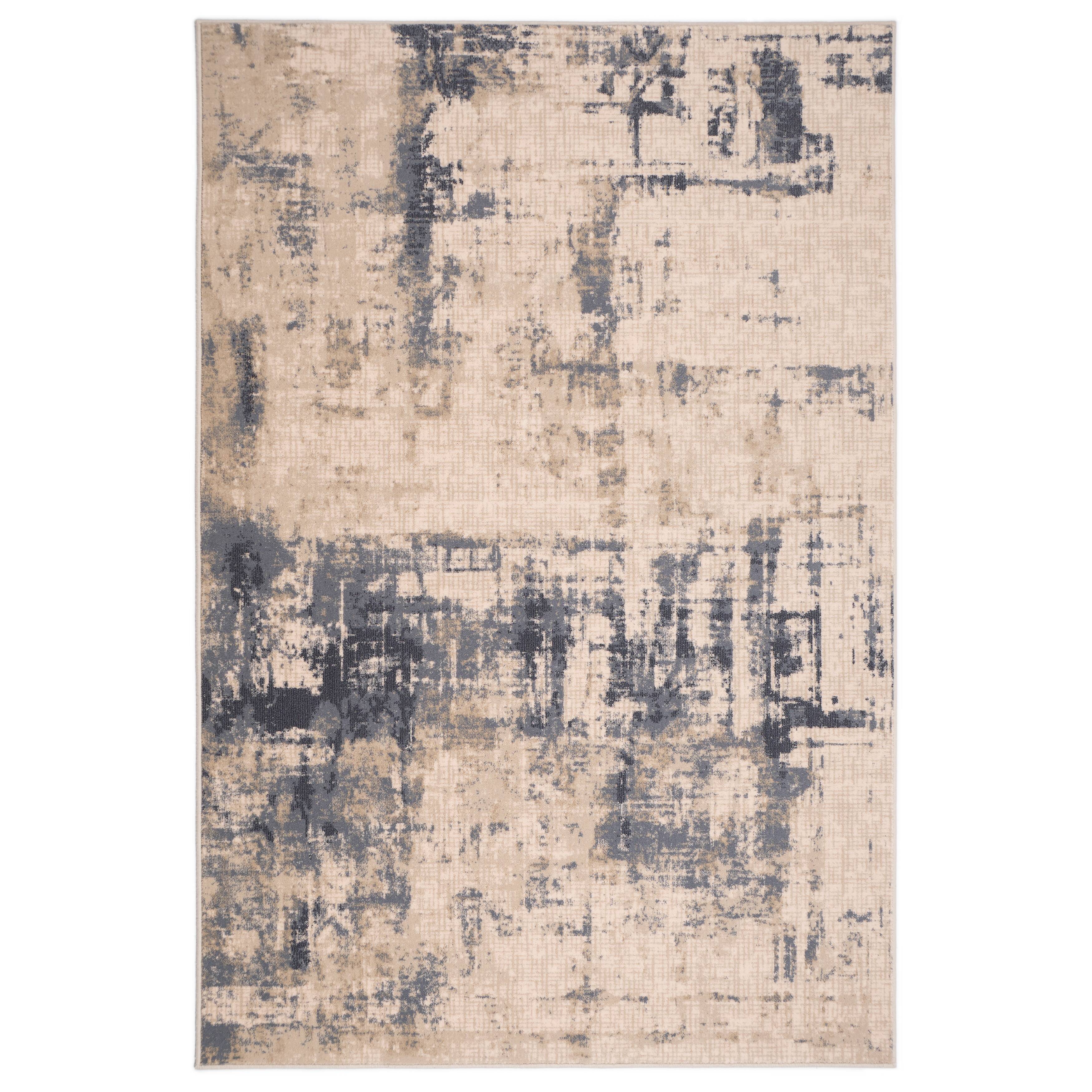 Tapis en laine abstrait beige et bleu