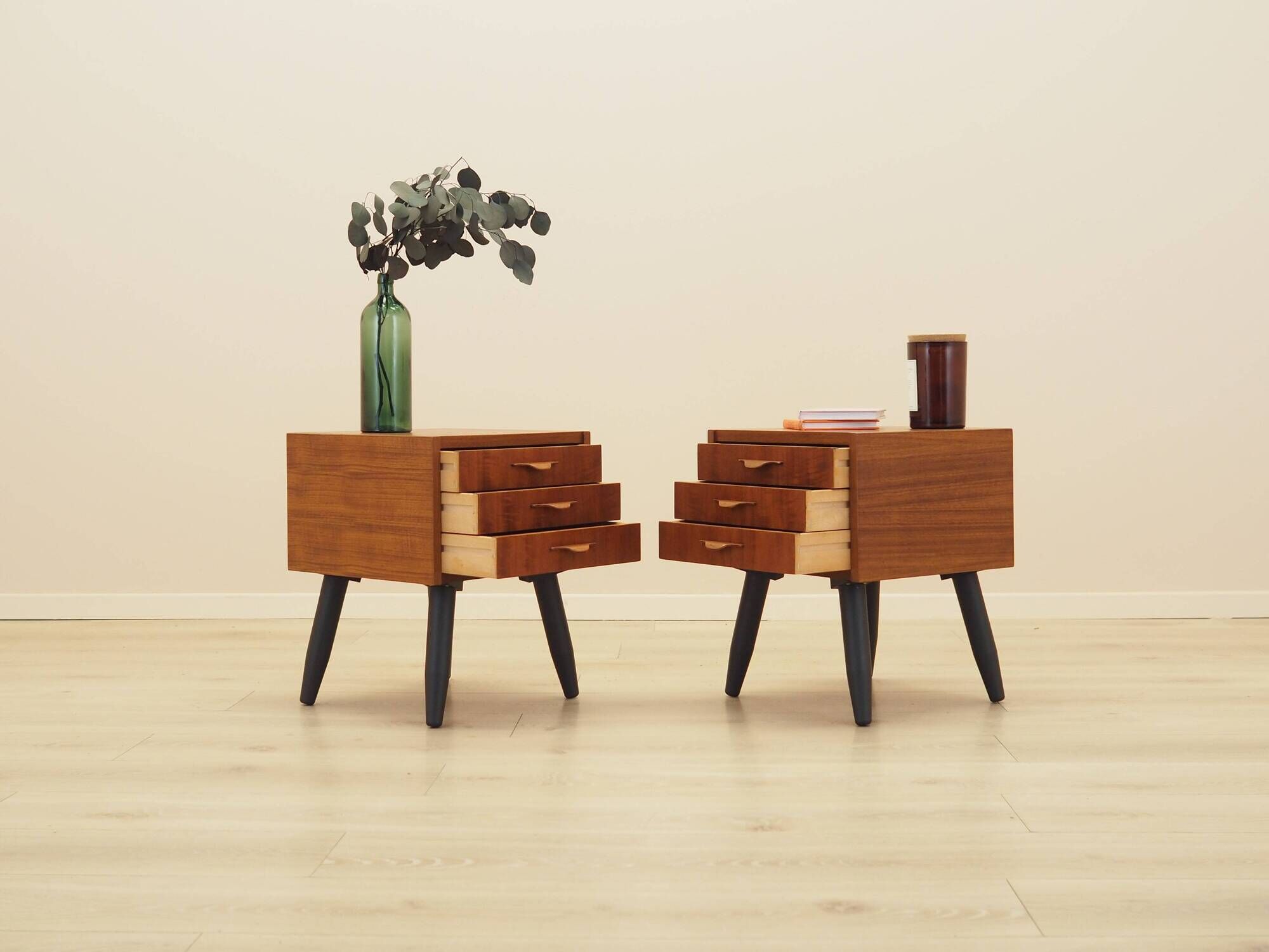 Danish teak bedside chests of drawers, 1960s