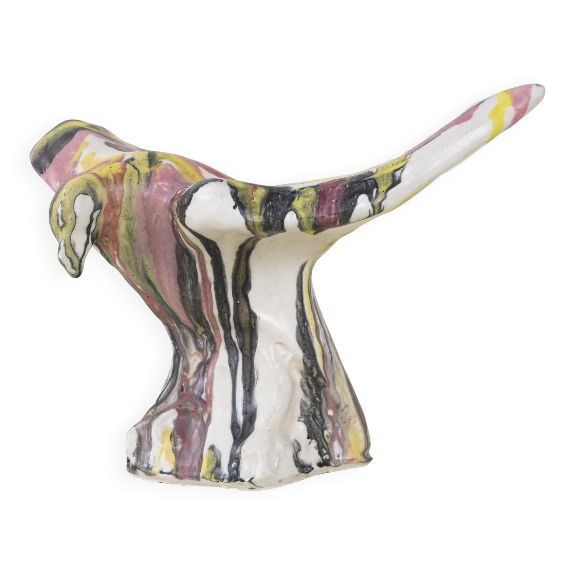Ceramic bird sculpture, Italian design, 1970s, manufacturer: F. Ferroni