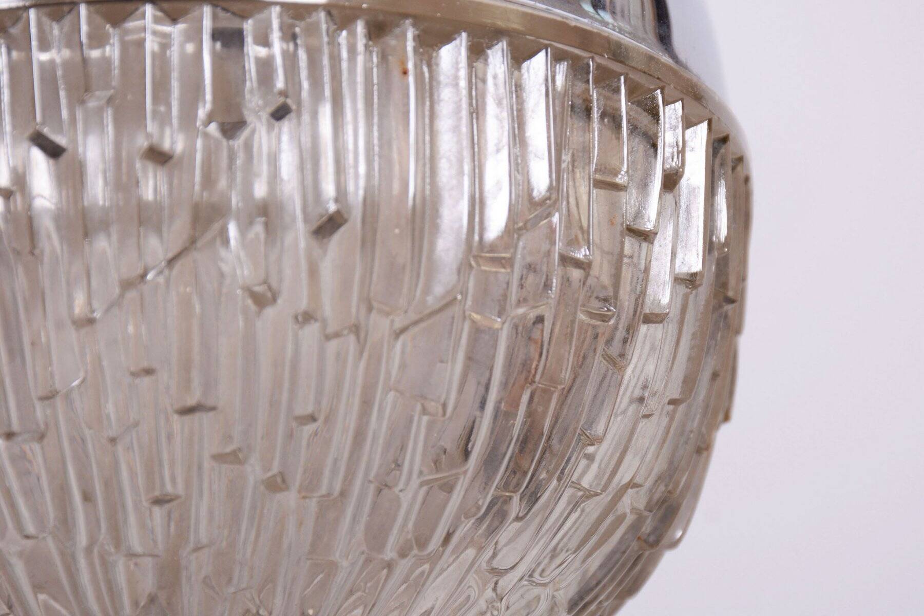 Mid-Century Chandelier in Chrome, Steel and Glass, Rewired, Italy, 1960s