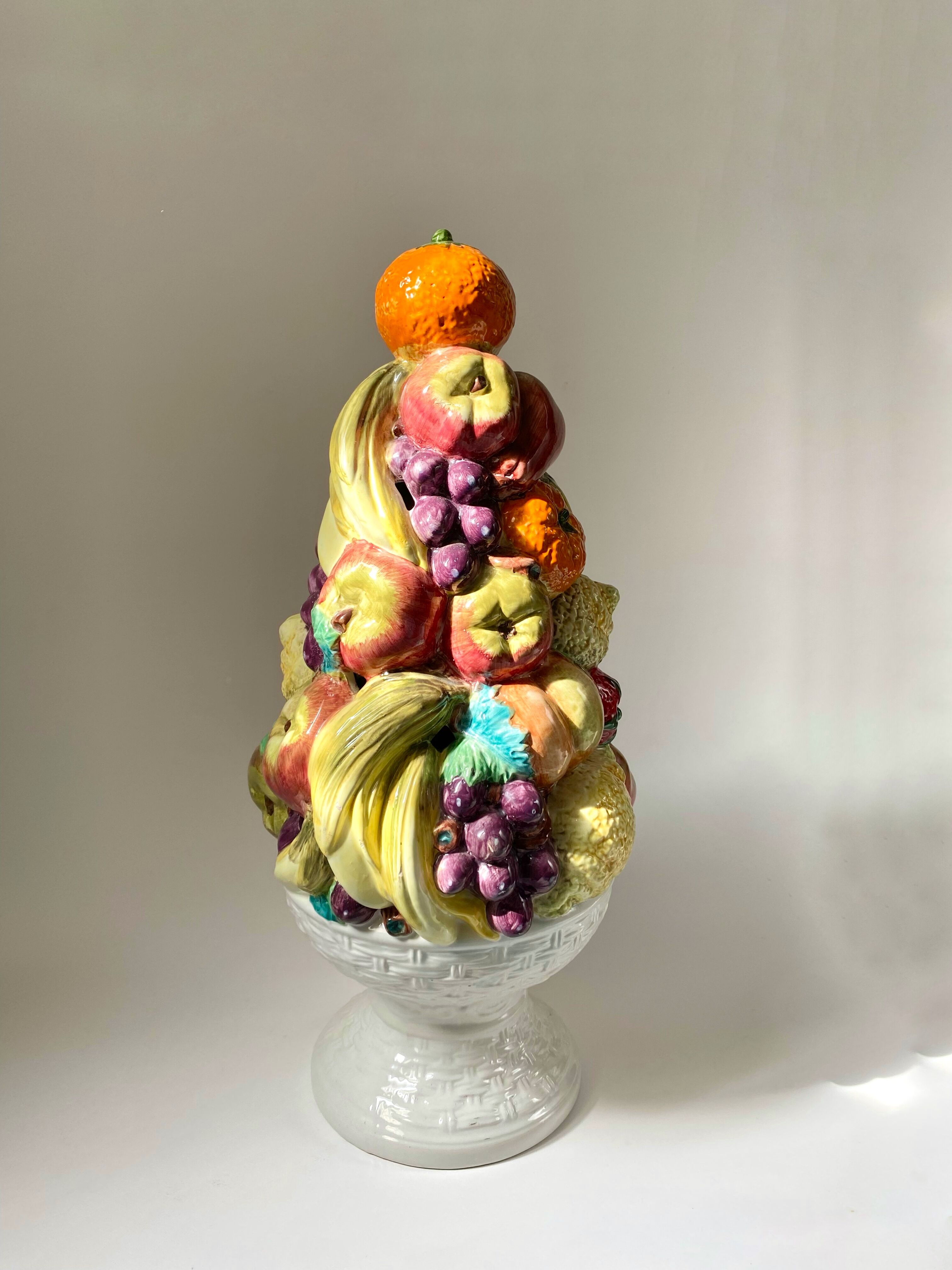 Art Déco Coupe à Fruits En Céramique Blue Et Chrome