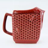 Red ceramic pitcher - bees and honeycombs decor - St Clément France - vintage 60s