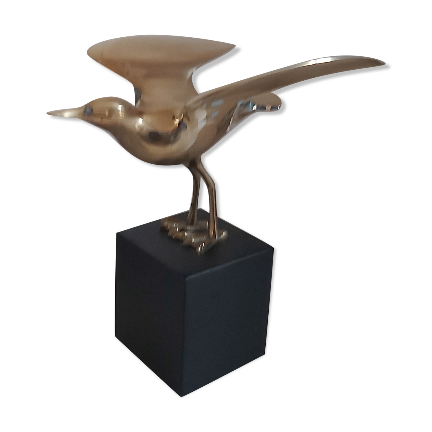 Vintage brass bird on pedestal