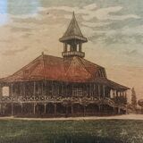 Original etching signed Schlumberger Vichy Bellerive the Allier golf chalet