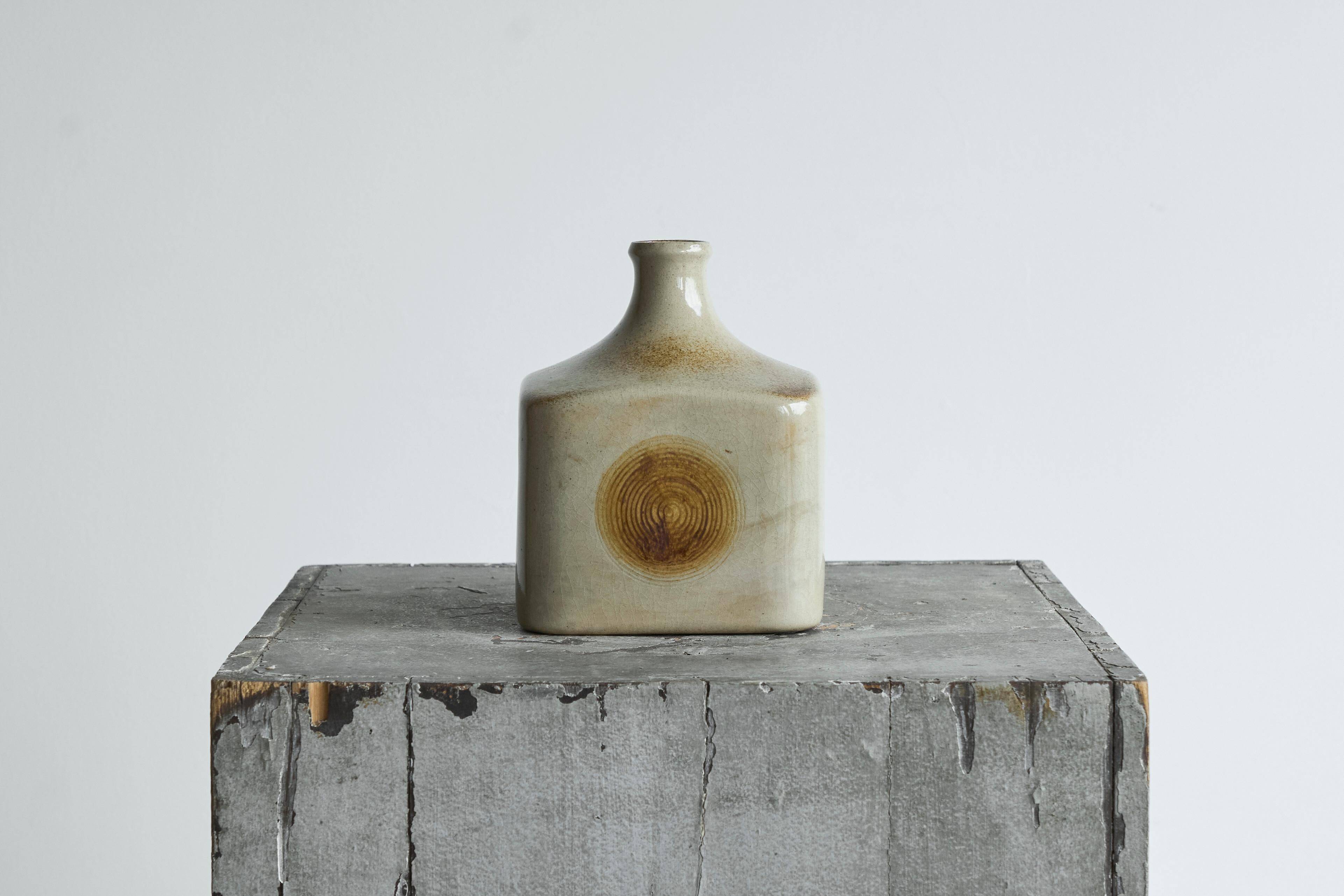 Studio ceramic vase 'wood imprint' mid-20th century