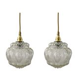 Set of two vintage globe players in chiseled glass