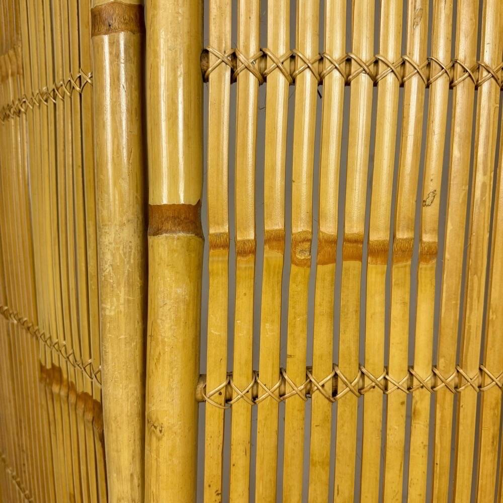 Vintage rattan and bamboo 3-panel screen