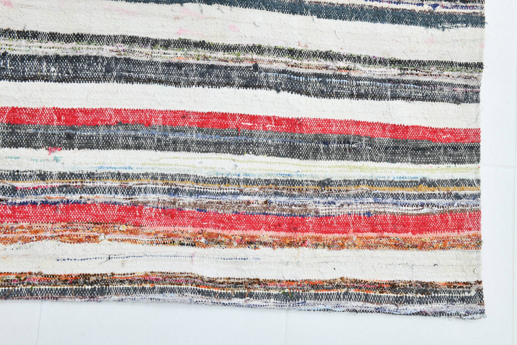 8x10 Neutral Mutlicolor Oversize Striped Kilim Rug, 231x316Cm