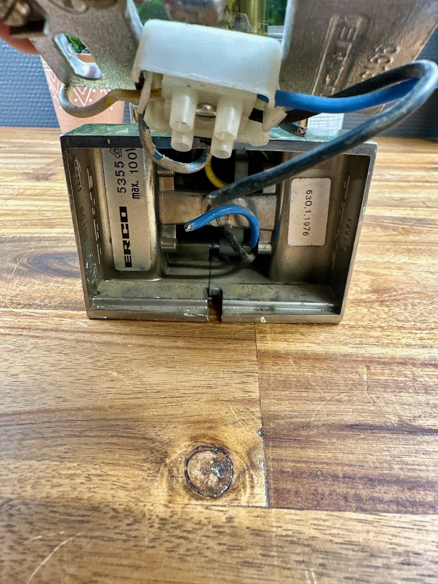 ERCO vintage lamp – smoked glass and chrome base – 1970s design