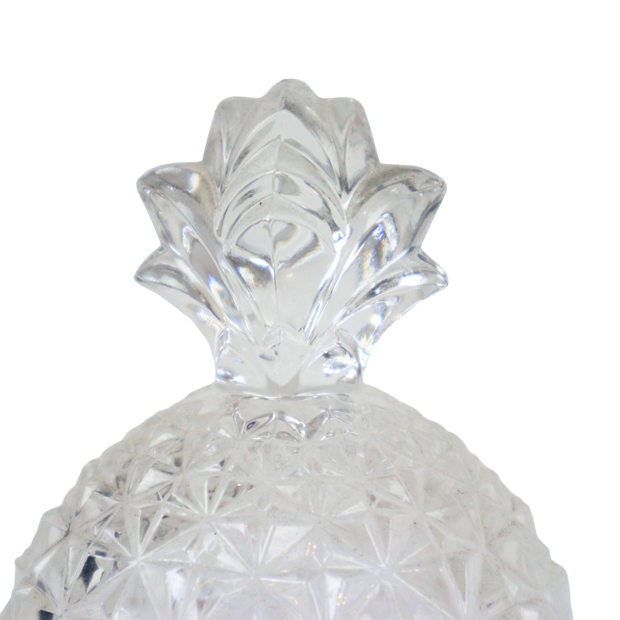 Vintage crystal pineapple sugar bowl pot france 14cm