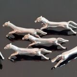 Set of 6 silver metal knife holders / Horse theme