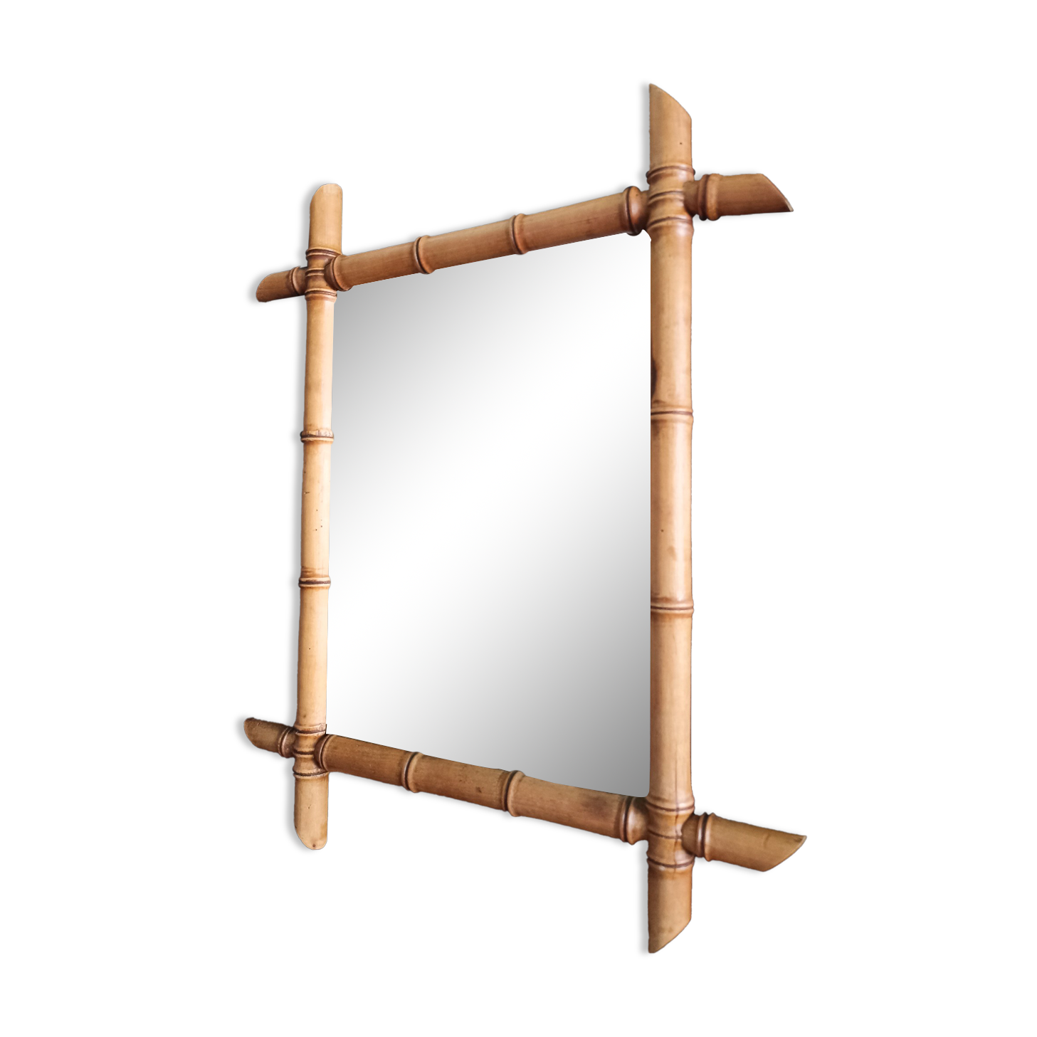 Wooden wall mirror imitation bamboo 43x50cm