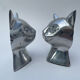 Pair of designer cat head bookends