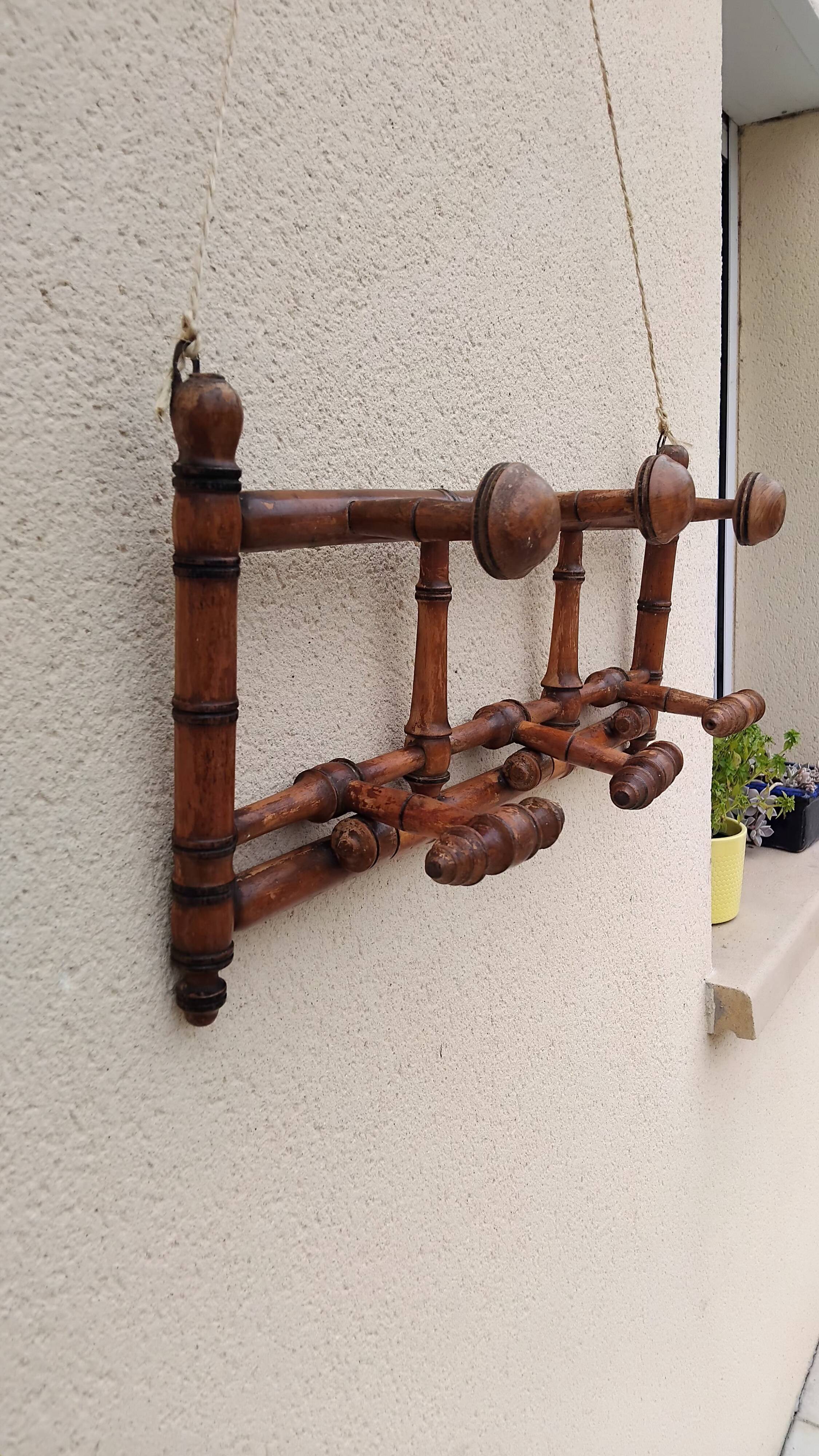 Antique wall coat rack imitation vintage bamboo