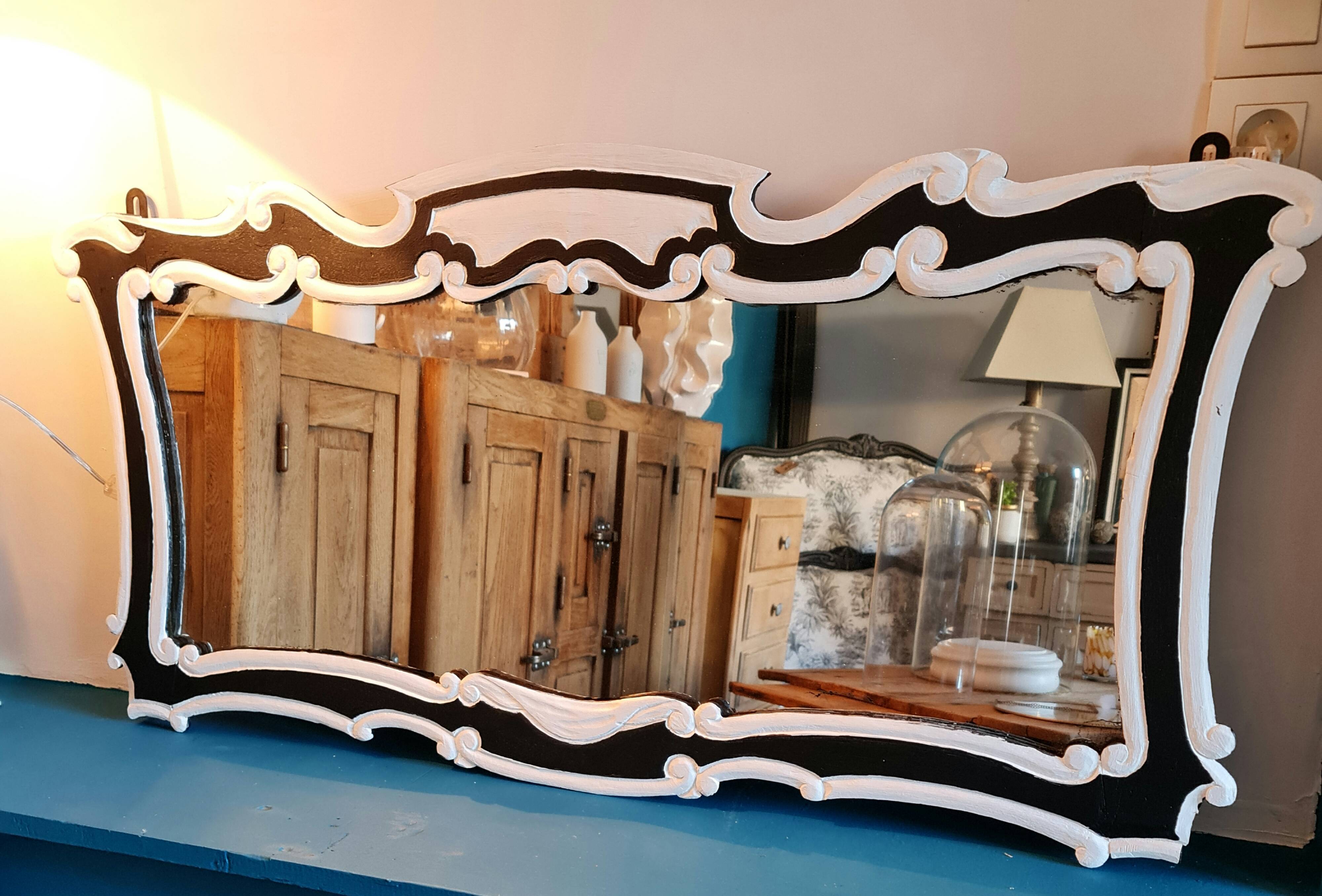 Antique mirror bevelled ice black and white