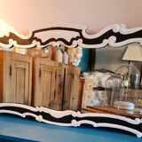 Miroir ancien glace biseautée noir et blanc