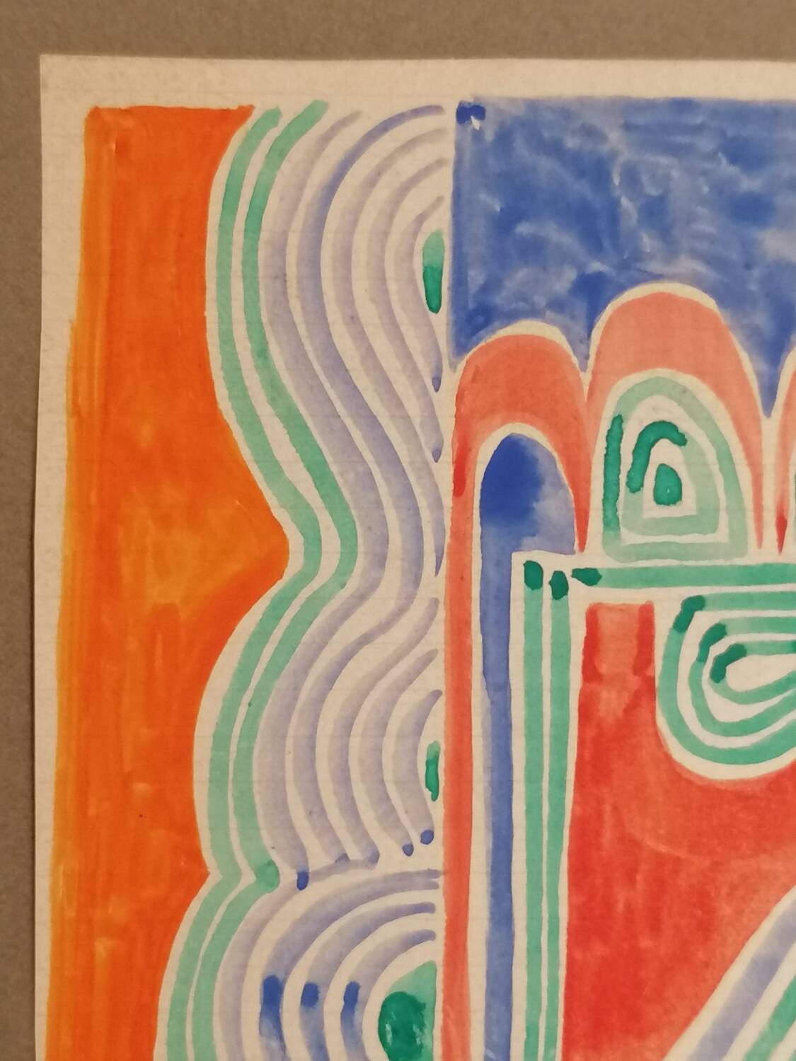 Gouache originale de Sonia DELAUNAY - Étude de tissu - Robert PERRIER