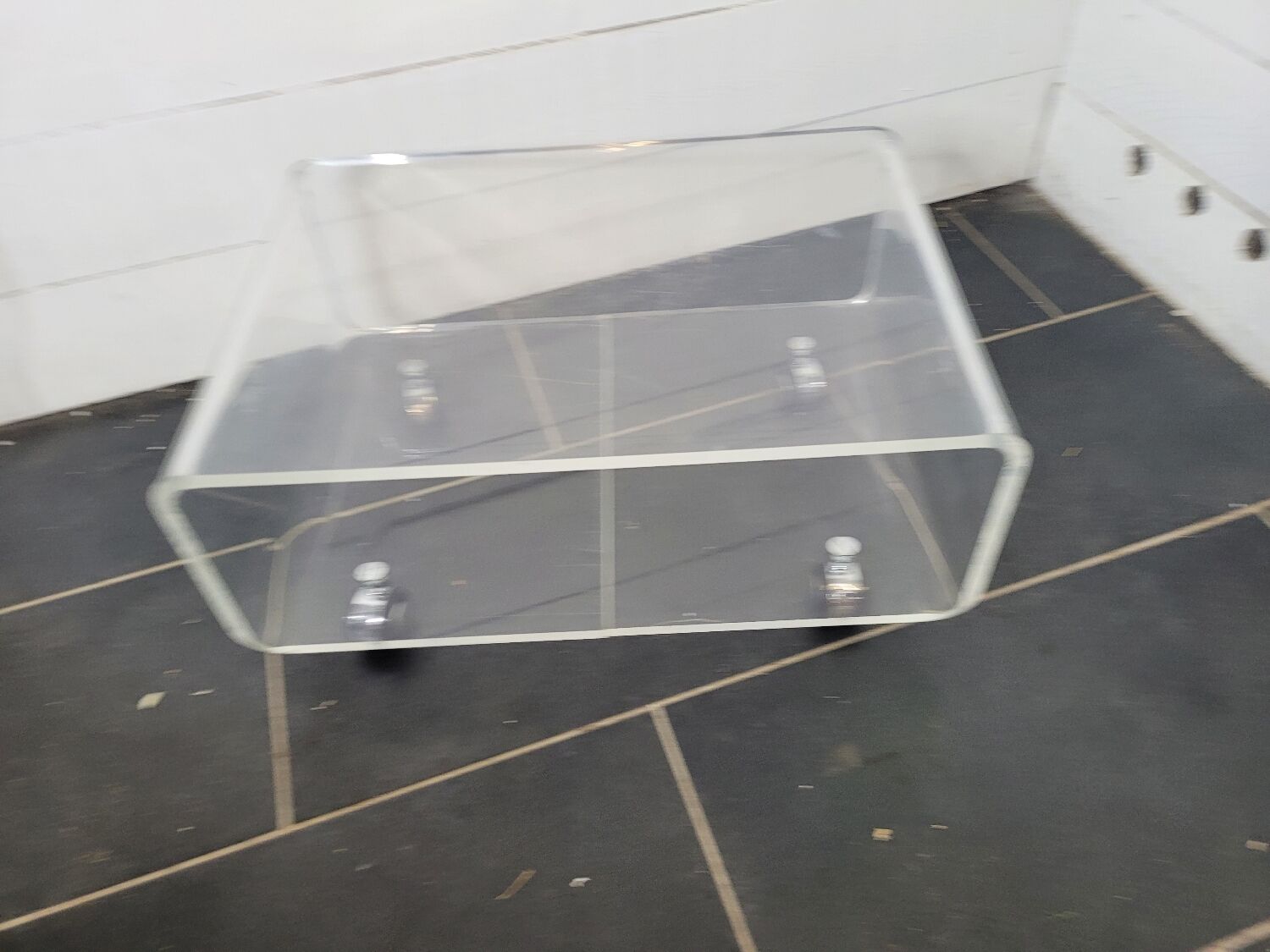 70s transparent plexiglass coffee table