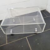 70s transparent plexiglass coffee table