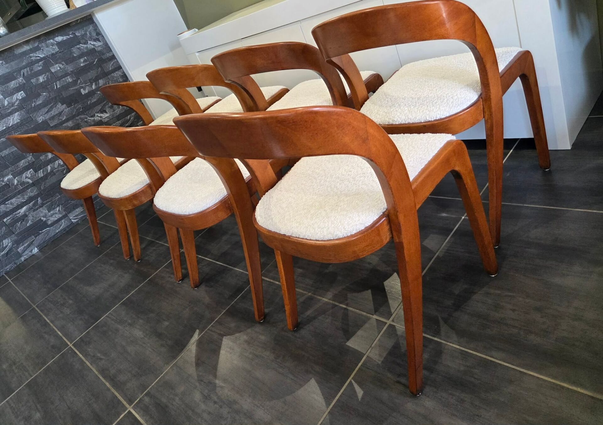 Set of 8 vintage Baumann Gondole chairs, 1960s.
