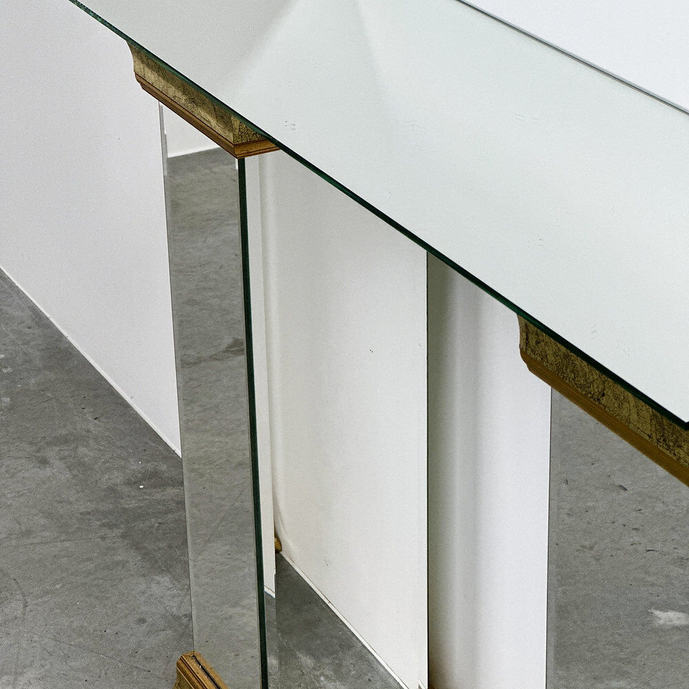 Pair of Deknudt mirrored pedestals / plinths in gilt finish, Belgium, 1980s